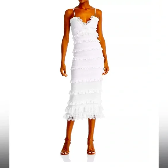 V. Chapman | Dresses | V Chapman Narcisse Smocked Ruffle Trim Midi Dress |  Poshmark